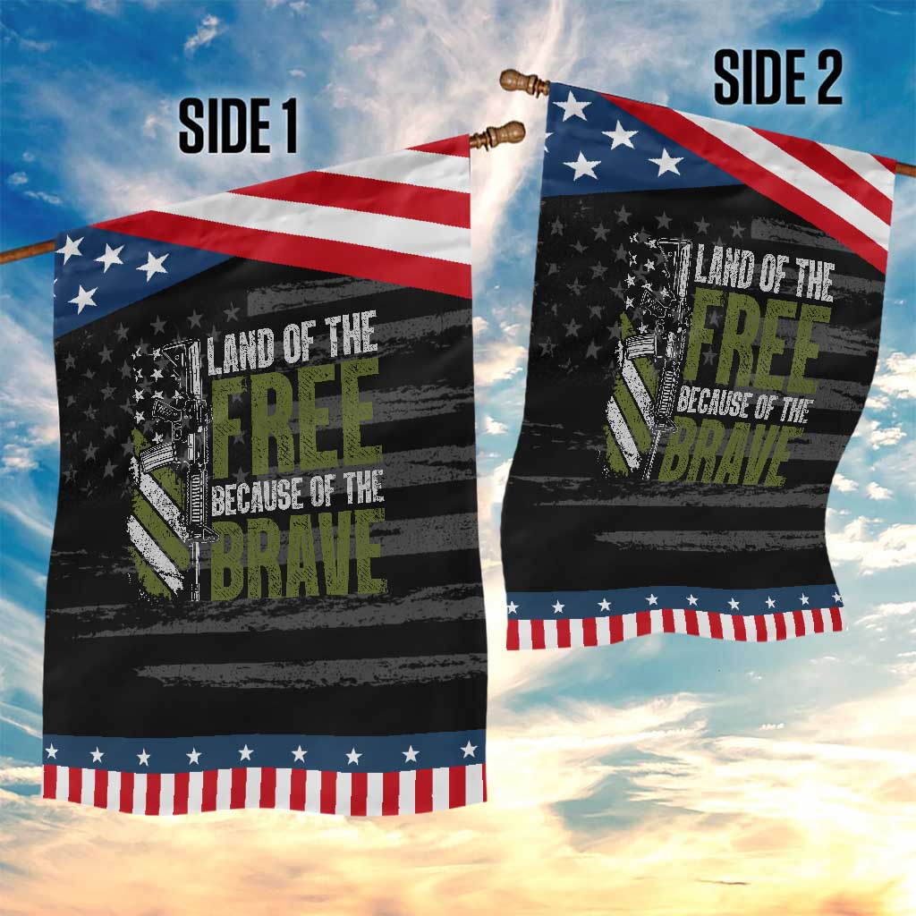 Land of the Free Because of the Brave Garden Flag Gun American Flag TS10 Print Your Wear