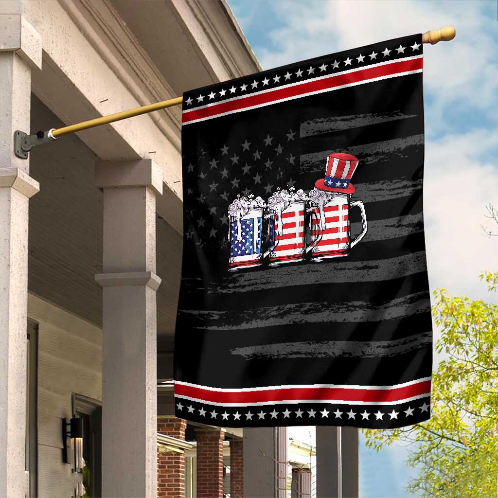 Beer American Flag 4th of July Garden Flag Merica Drinking USA TS10 Distressed Black Red Print Your Wear