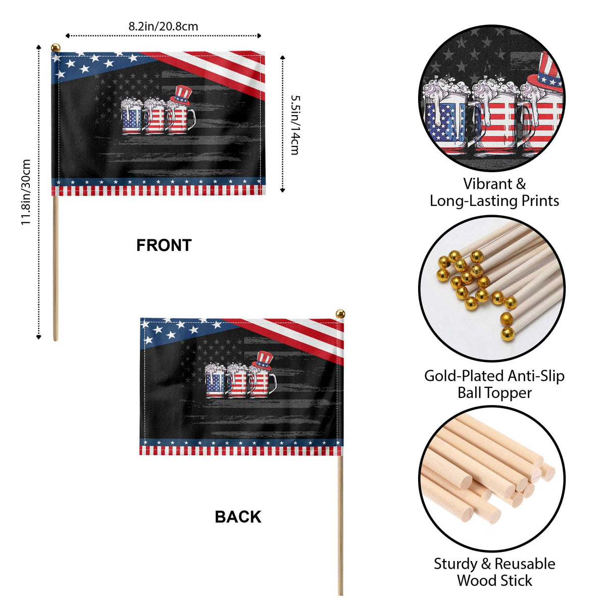 Beer American Flag 4th of July Patriotic Handheld Flag Merica Drinking USA TS10 Print Your Wear
