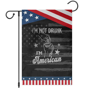 Funny 4th of July Drinking Garden Flag Not Drunk I am American TS10 Distressed Black Blue Print Your Wear