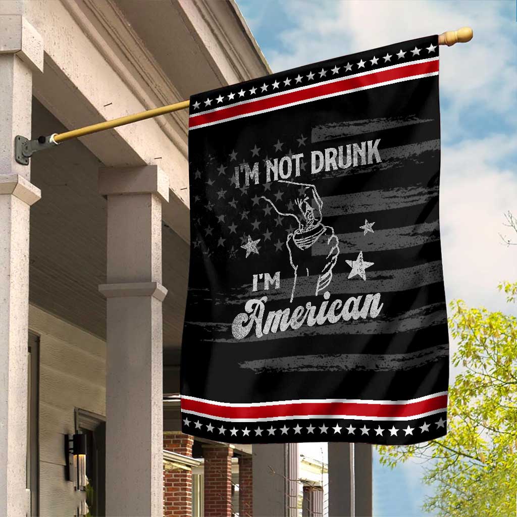 Funny 4th of July Drinking Garden Flag Not Drunk I am American TS10 Distressed Black Red Print Your Wear