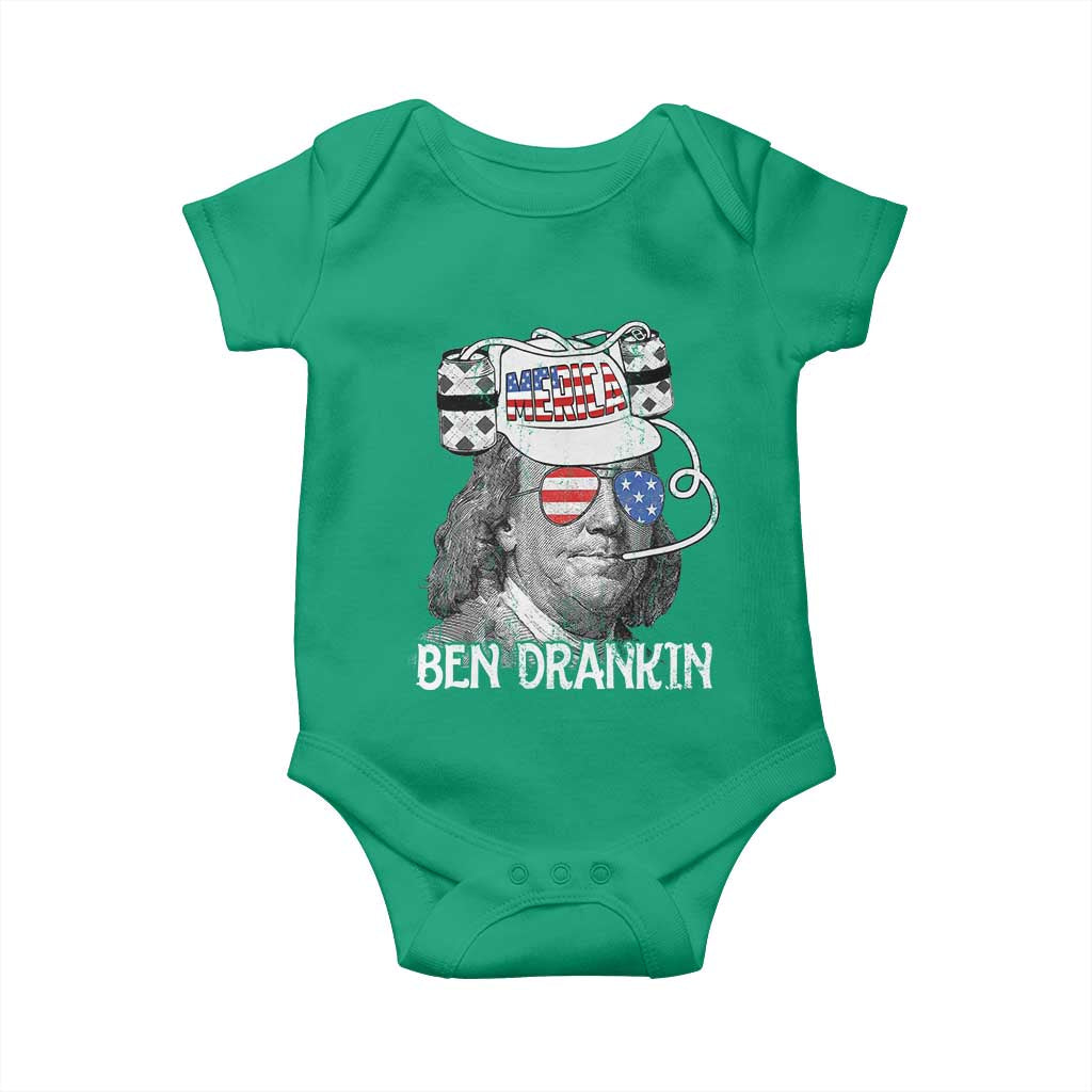 4th of July Ben Drankin Baby Onesie Funny Benjamin Franklin USA Flag TS10 Irish Green Print Your Wear