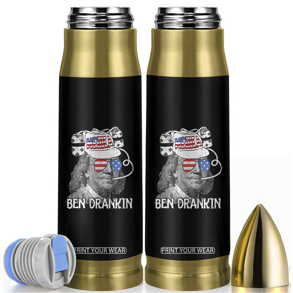 4th of July Ben Drankin Bullet Tumbler Funny Benjamin Franklin USA Flag TS10 Black Print Your Wear
