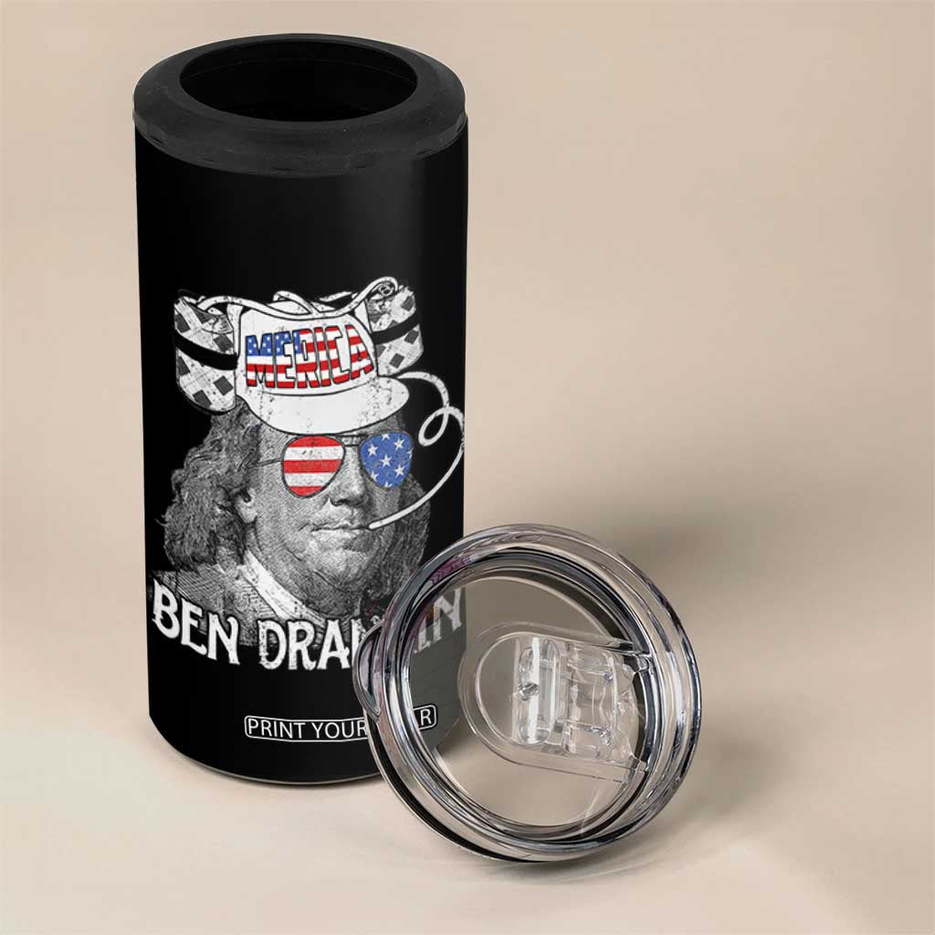 4th of July Ben Drankin 4 in 1 Can Cooler Tumbler Funny Benjamin Franklin USA Flag TS10 Print Your Wear