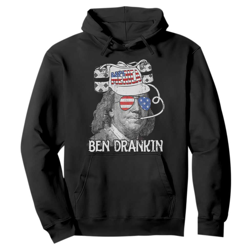 4th of July Ben Drankin Hoodie Funny Benjamin Franklin USA Flag TS10 Black Print Your Wear