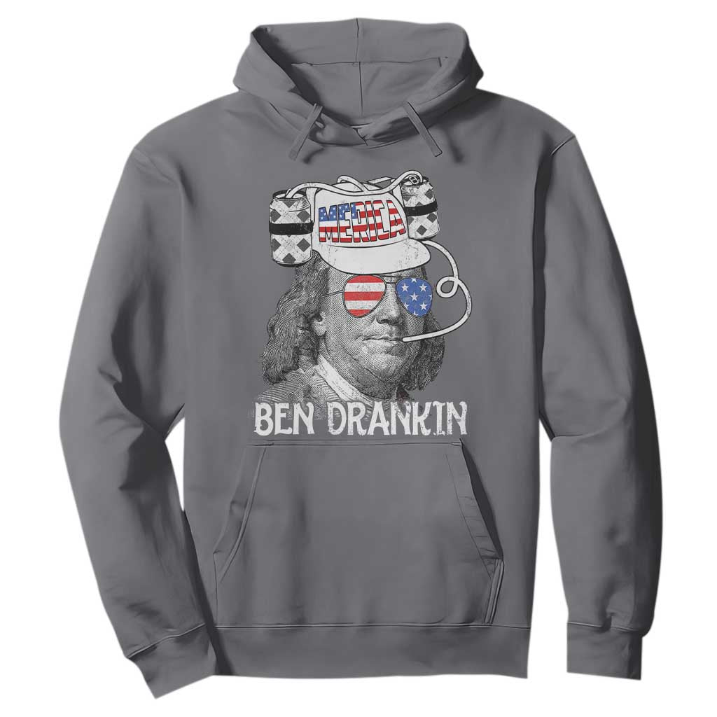 4th of July Ben Drankin Hoodie Funny Benjamin Franklin USA Flag TS10 Charcoal Print Your Wear