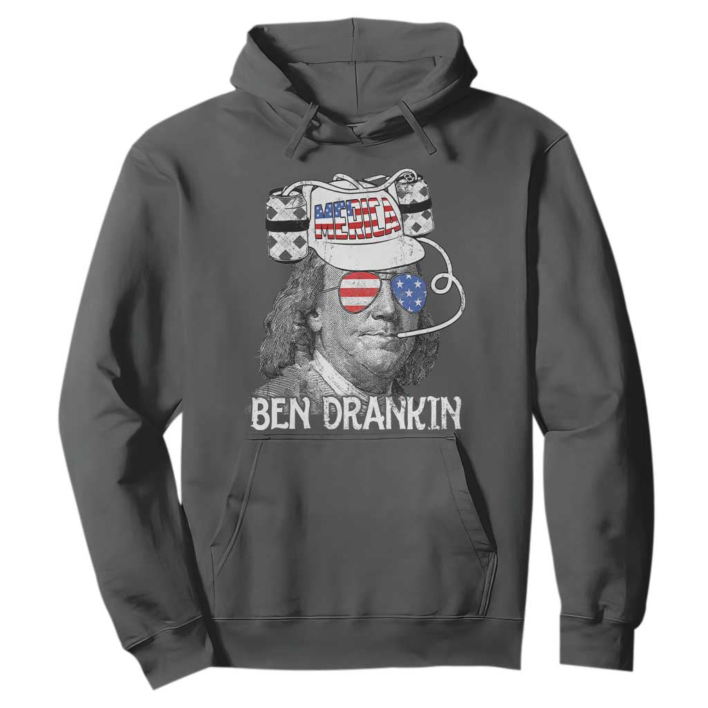 4th of July Ben Drankin Hoodie Funny Benjamin Franklin USA Flag TS10 Dark Heather Print Your Wear