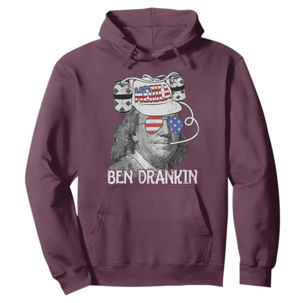 4th of July Ben Drankin Hoodie Funny Benjamin Franklin USA Flag TS10 Maroon Print Your Wear
