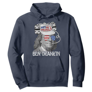 4th of July Ben Drankin Hoodie Funny Benjamin Franklin USA Flag TS10 Navy Print Your Wear
