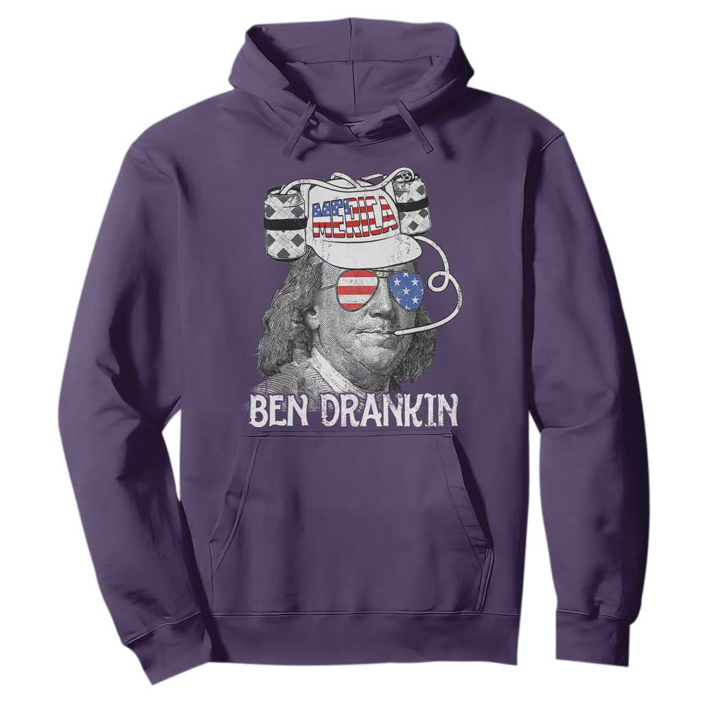 4th of July Ben Drankin Hoodie Funny Benjamin Franklin USA Flag TS10 Purple Print Your Wear