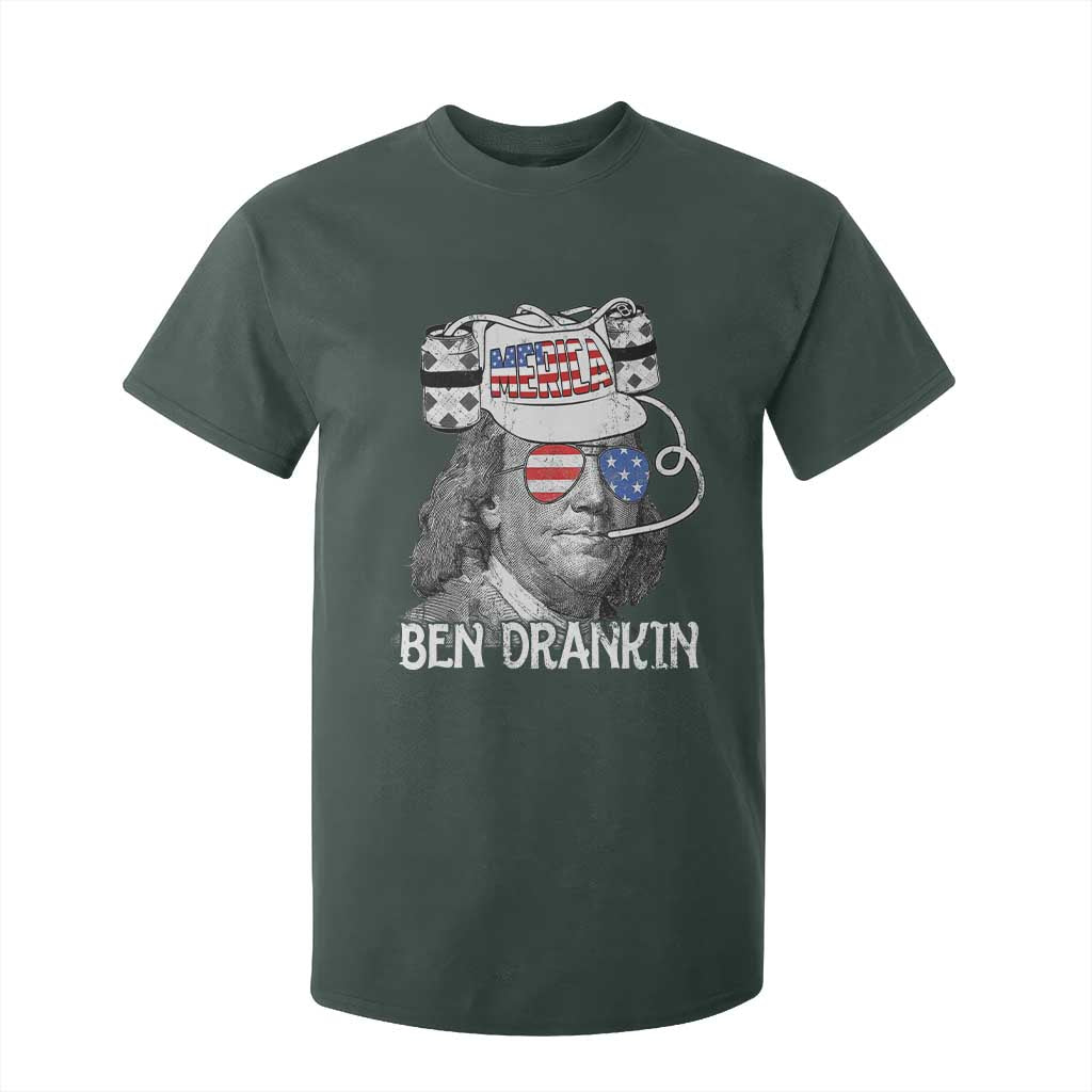 4th of July Ben Drankin T Shirt For Kid Funny Benjamin Franklin USA Flag TS10 Dark Forest Green Print Your Wear