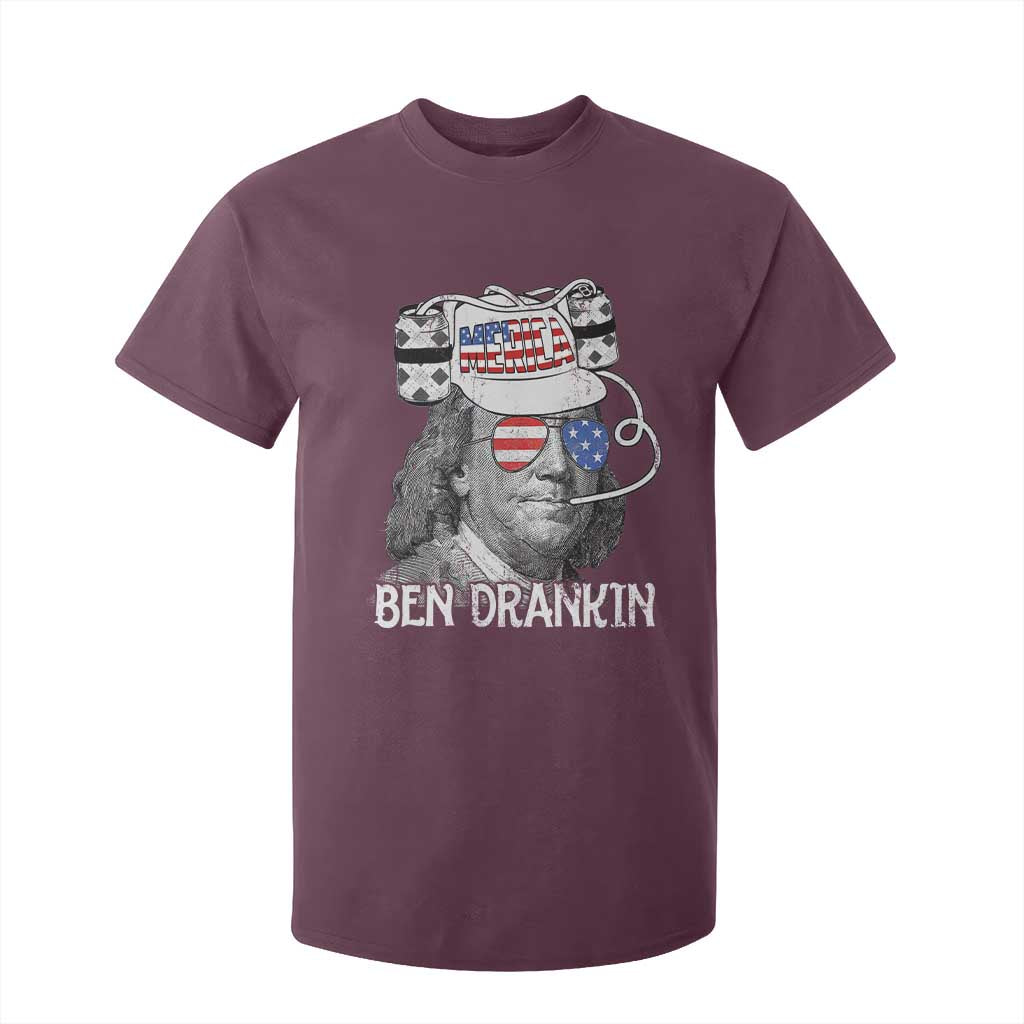 4th of July Ben Drankin T Shirt For Kid Funny Benjamin Franklin USA Flag TS10 Maroon Print Your Wear