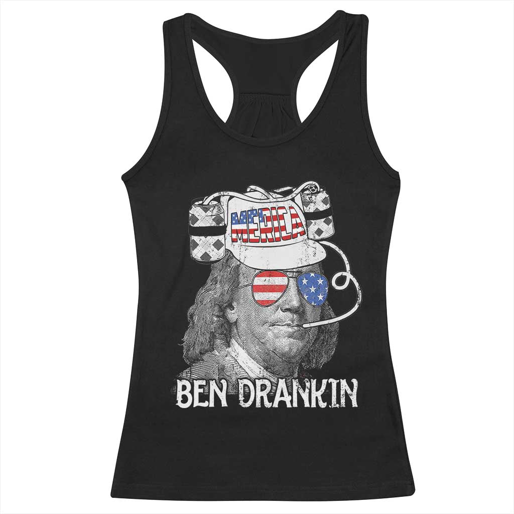 4th of July Ben Drankin Racerback Tank Top Funny Benjamin Franklin USA Flag TS10 Black Print Your Wear