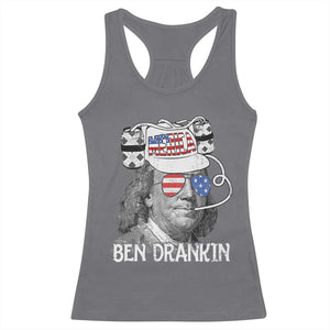 4th of July Ben Drankin Racerback Tank Top Funny Benjamin Franklin USA Flag TS10 Charcoal Print Your Wear