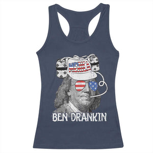 4th of July Ben Drankin Racerback Tank Top Funny Benjamin Franklin USA Flag TS10 Navy Print Your Wear