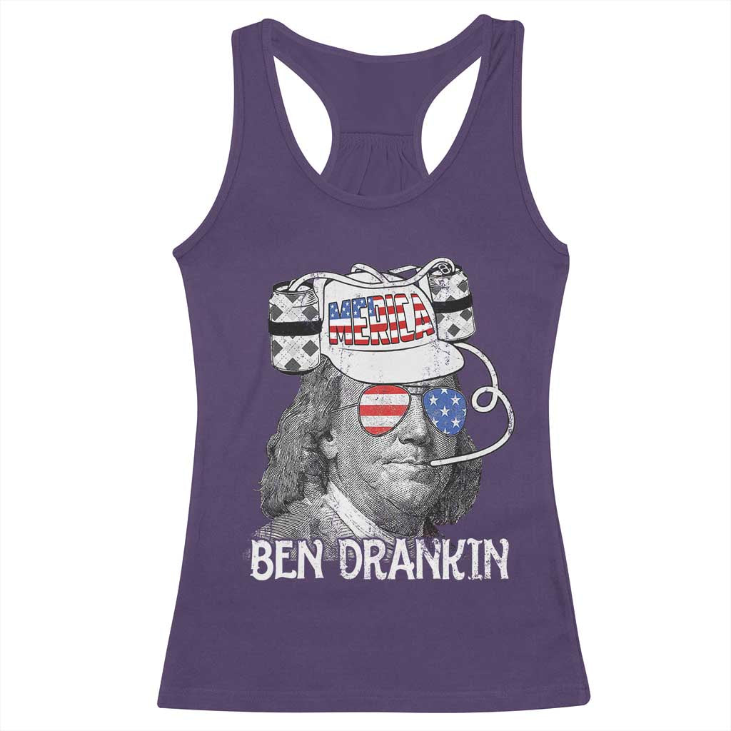 4th of July Ben Drankin Racerback Tank Top Funny Benjamin Franklin USA Flag TS10 Purple Print Your Wear
