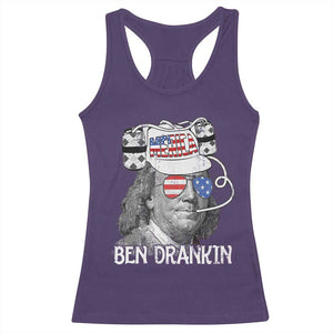 4th of July Ben Drankin Racerback Tank Top Funny Benjamin Franklin USA Flag TS10 Purple Print Your Wear
