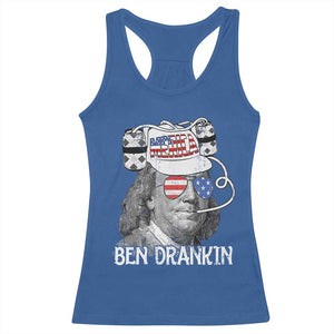 4th of July Ben Drankin Racerback Tank Top Funny Benjamin Franklin USA Flag TS10 Royal Blue Print Your Wear