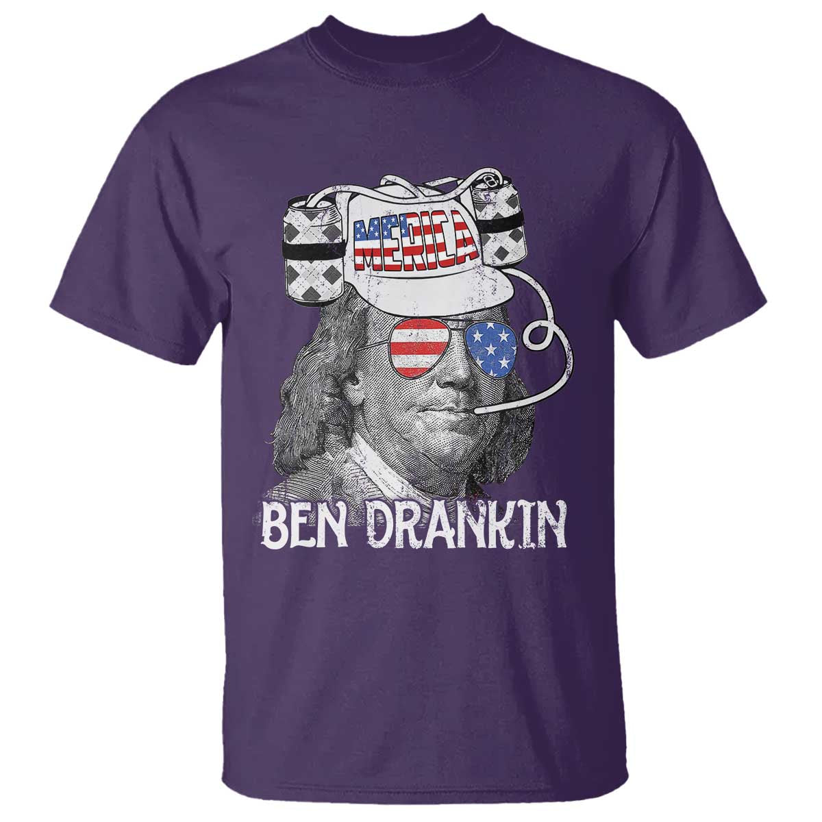 4th of July Ben Drankin T Shirt Funny Benjamin Franklin USA Flag TS10 Purple Print Your Wear