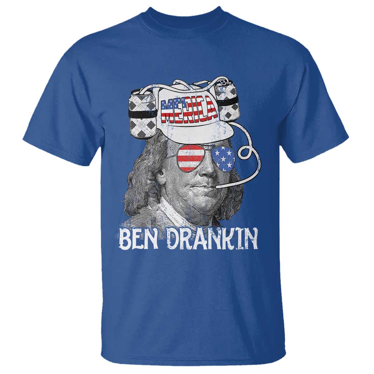 4th of July Ben Drankin T Shirt Funny Benjamin Franklin USA Flag TS10 Royal Blue Print Your Wear