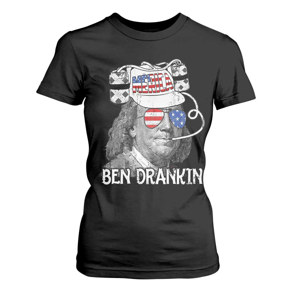4th of July Ben Drankin T Shirt For Women Funny Benjamin Franklin USA Flag TS10 Black Print Your Wear