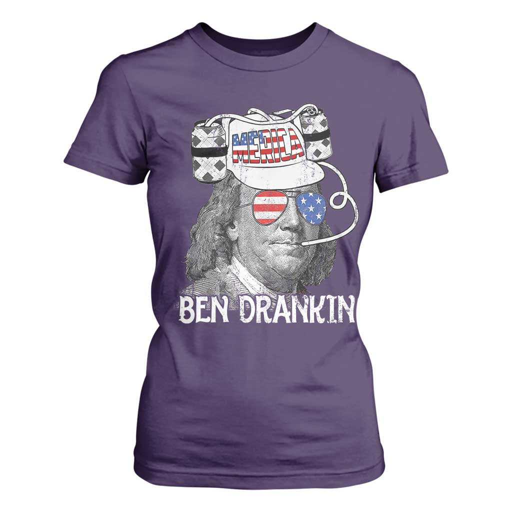 4th of July Ben Drankin T Shirt For Women Funny Benjamin Franklin USA Flag TS10 Purple Print Your Wear