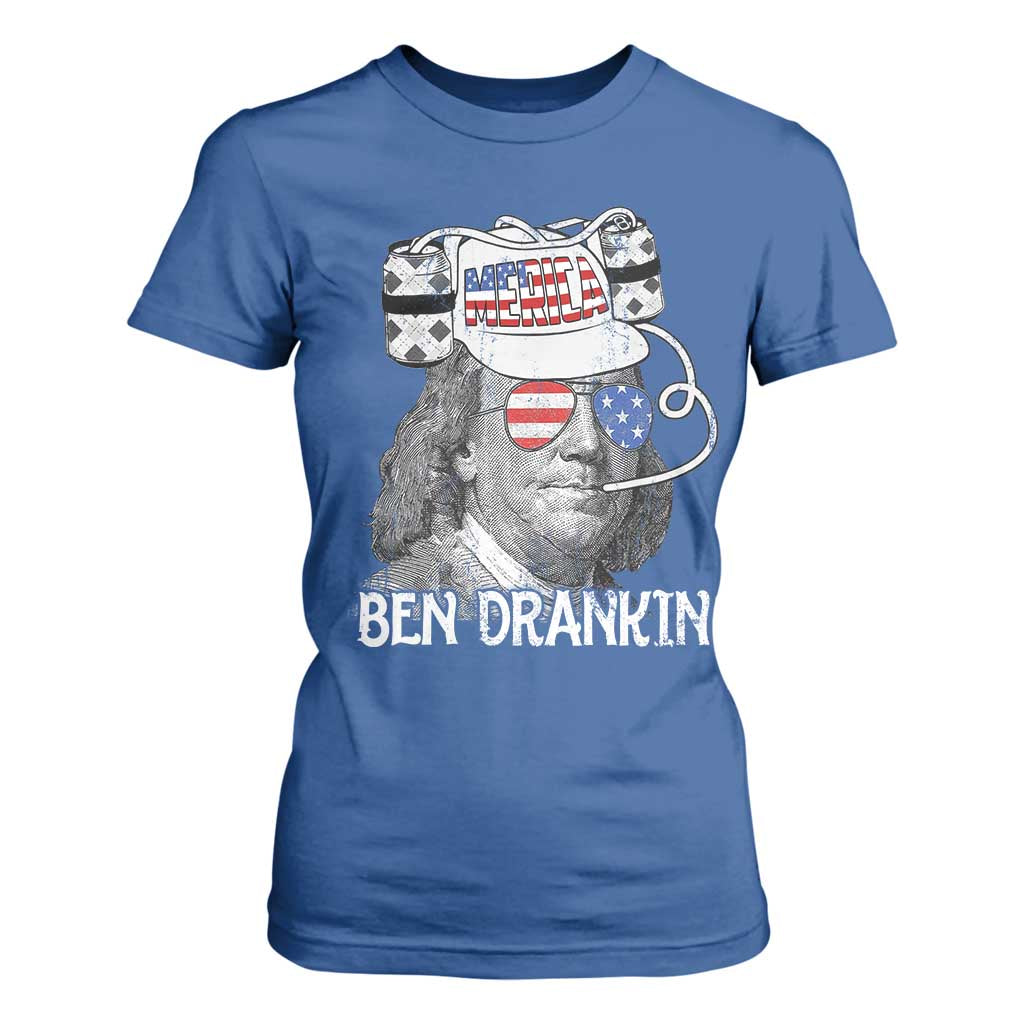 4th of July Ben Drankin T Shirt For Women Funny Benjamin Franklin USA Flag TS10 Royal Blue Print Your Wear