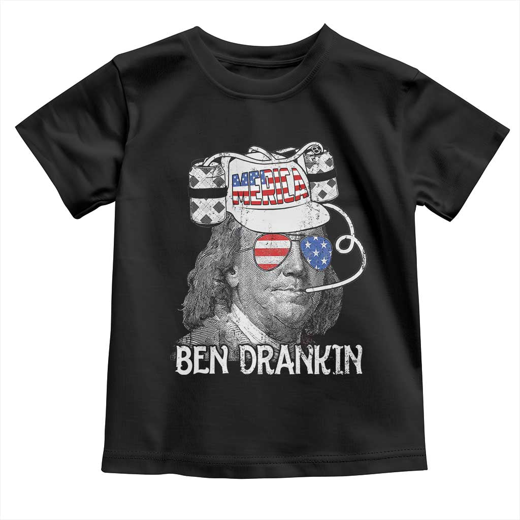 4th of July Ben Drankin Toddler T Shirt Funny Benjamin Franklin USA Flag TS10 Black Print Your Wear