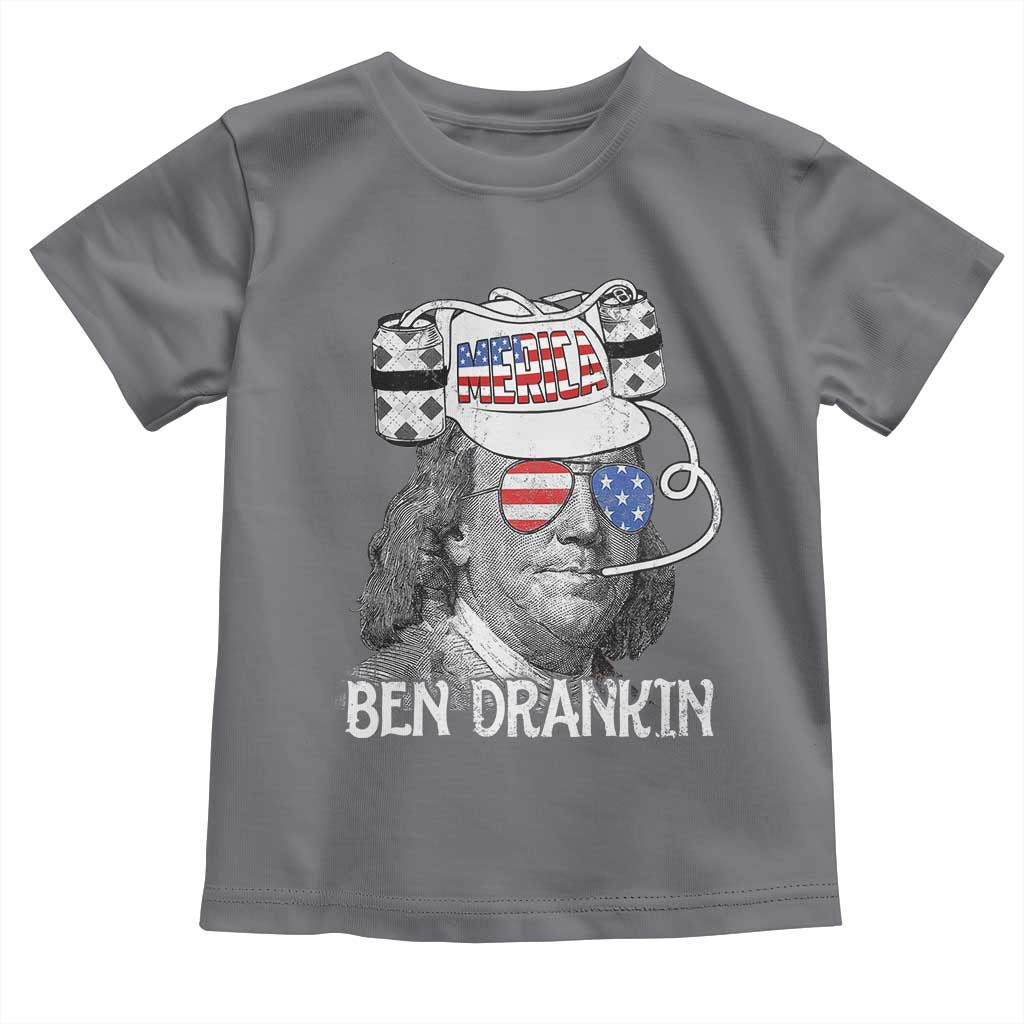 4th of July Ben Drankin Toddler T Shirt Funny Benjamin Franklin USA Flag TS10 Charcoal Print Your Wear
