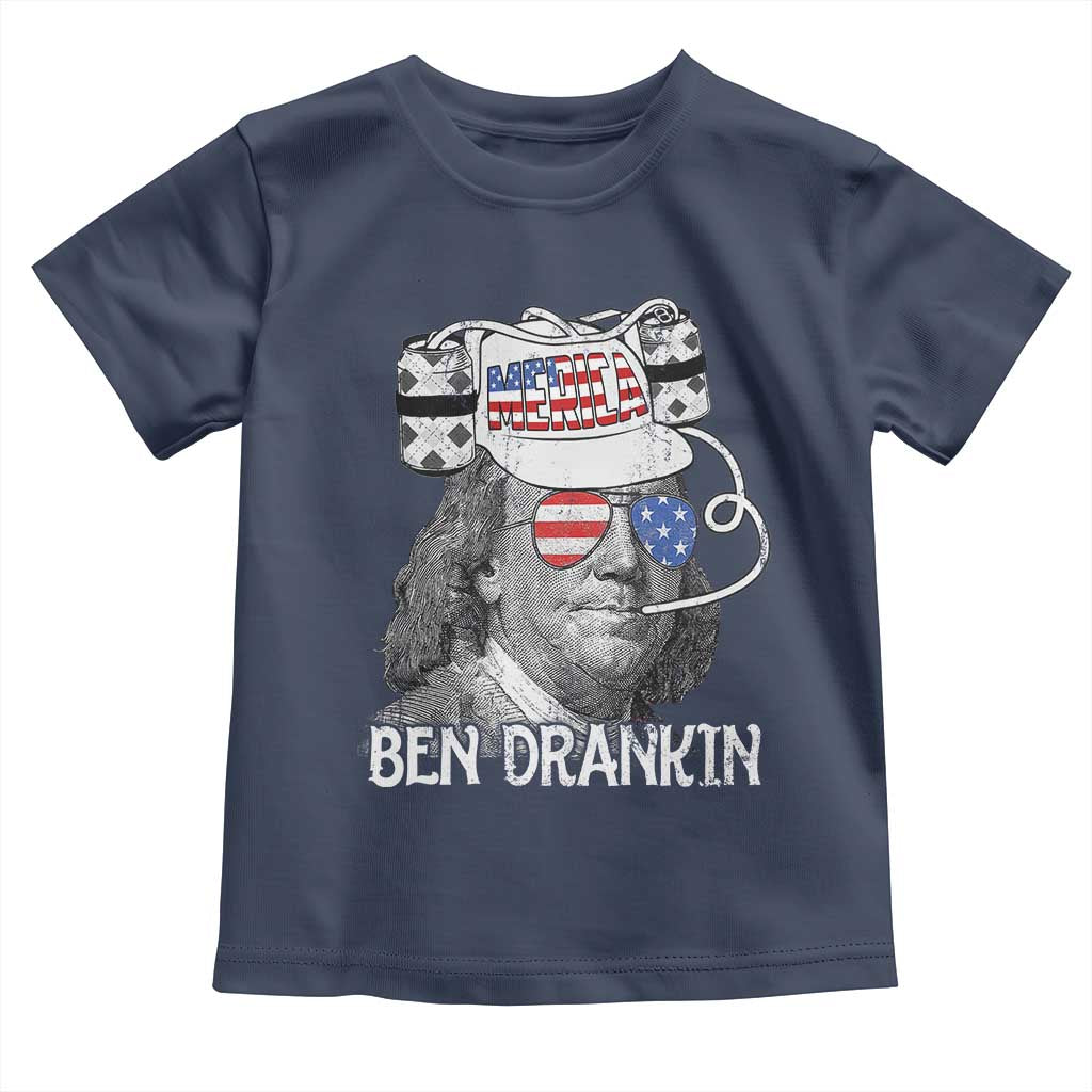 4th of July Ben Drankin Toddler T Shirt Funny Benjamin Franklin USA Flag TS10 Navy Print Your Wear