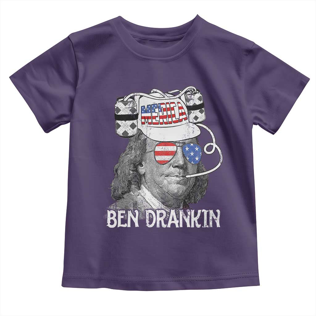 4th of July Ben Drankin Toddler T Shirt Funny Benjamin Franklin USA Flag TS10 Purple Print Your Wear