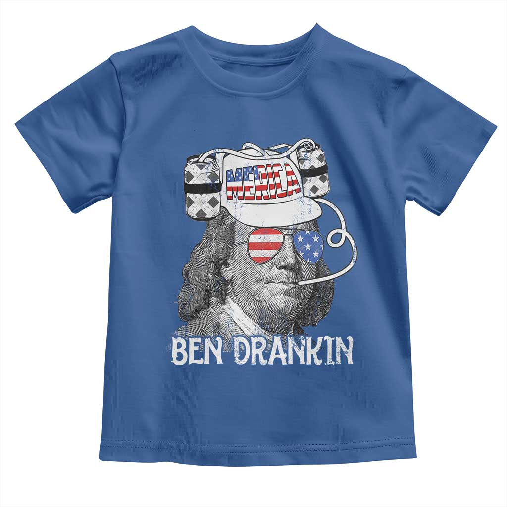 4th of July Ben Drankin Toddler T Shirt Funny Benjamin Franklin USA Flag TS10 Royal Blue Print Your Wear