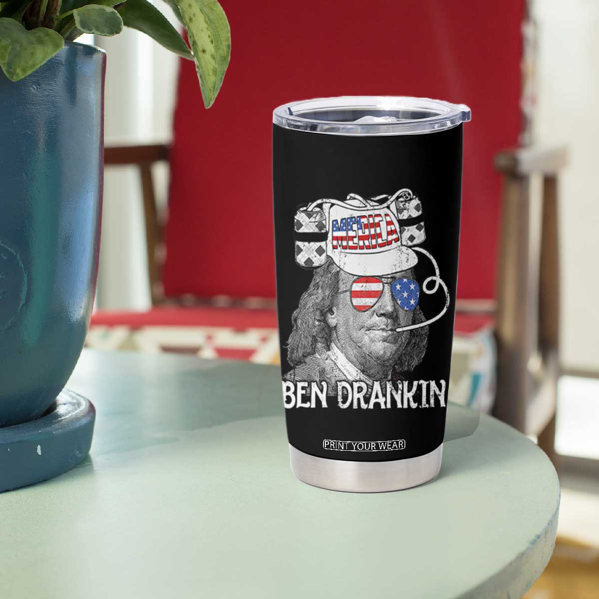 4th of July Ben Drankin Tumbler Cup Funny Benjamin Franklin USA Flag TS10 Print Your Wear