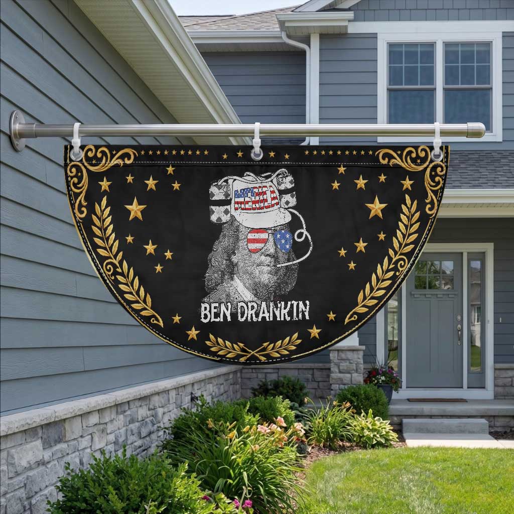 4th of July Ben Drankin Patriotic Fan Flag Funny Benjamin Franklin USA Flag