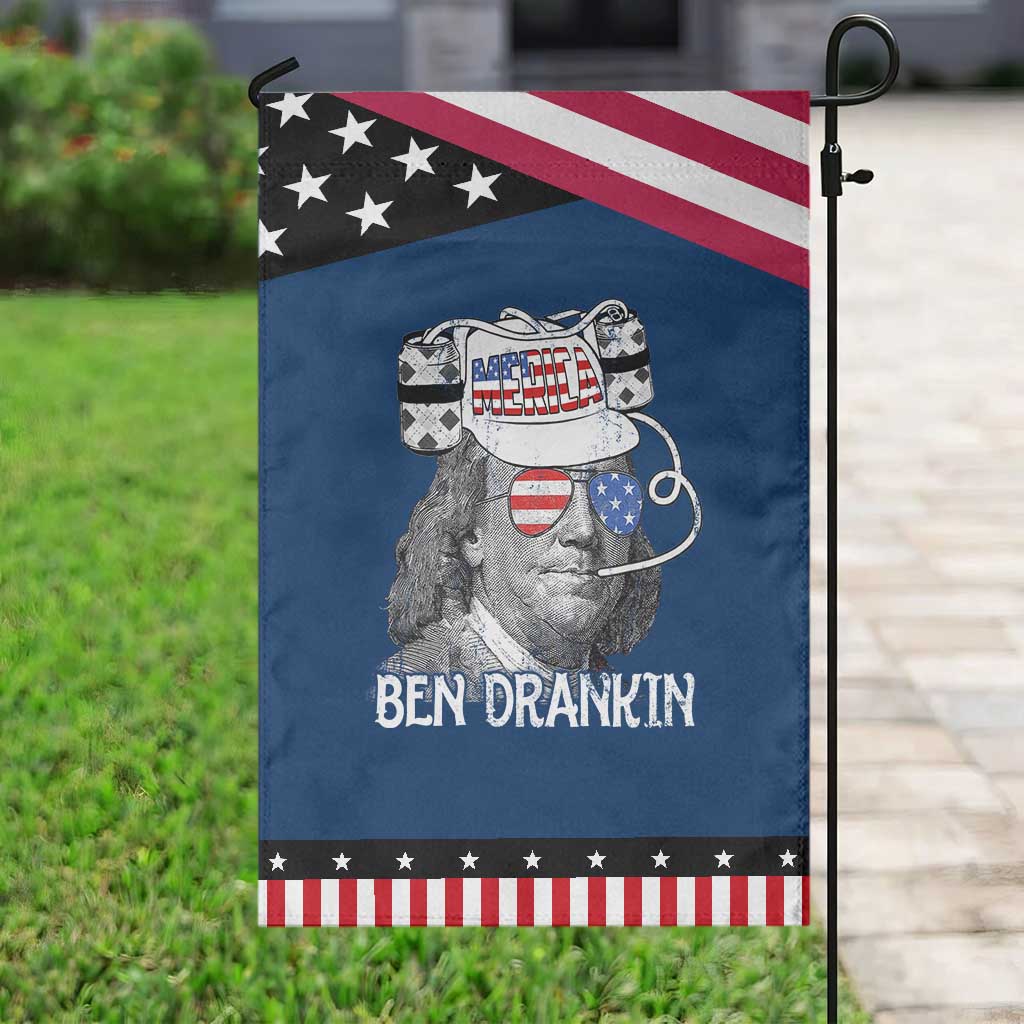 4th of July Ben Drankin Garden Flag Funny Benjamin Franklin USA Flag TS10 Classic Blue Black Print Your Wear
