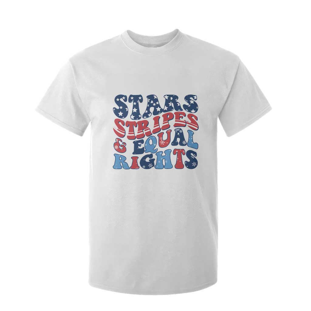 Stars Stripes And Equal Rights T Shirt For Kid Groovy Retro 4th Of July TS10 White Print Your Wear