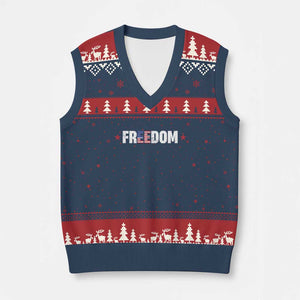 Patriotic V-Neck Knit Sweater Vest Freedom American Flag 4th of July TS10 Navy Red Print Your Wear