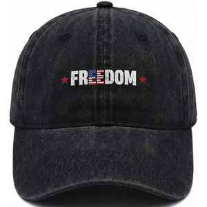 Patriotic Washed Cotton Baseball Cap Freedom American Flag 4th of July TS10 Washed Cap Universal Fit Black Print Your Wear