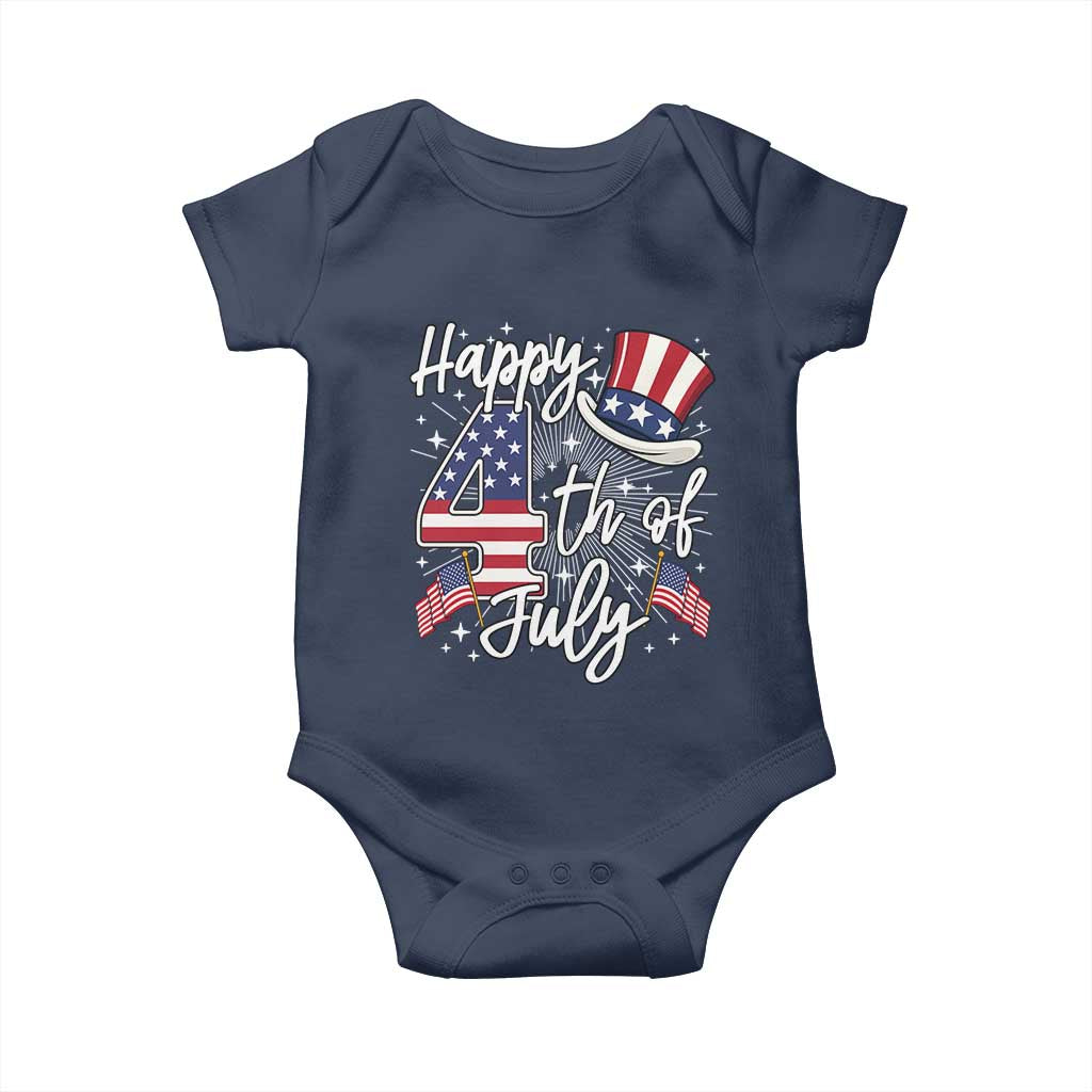 Happy 4th Of July Baby Onesie Patriotic American Flag USA TS10 Navy Print Your Wear