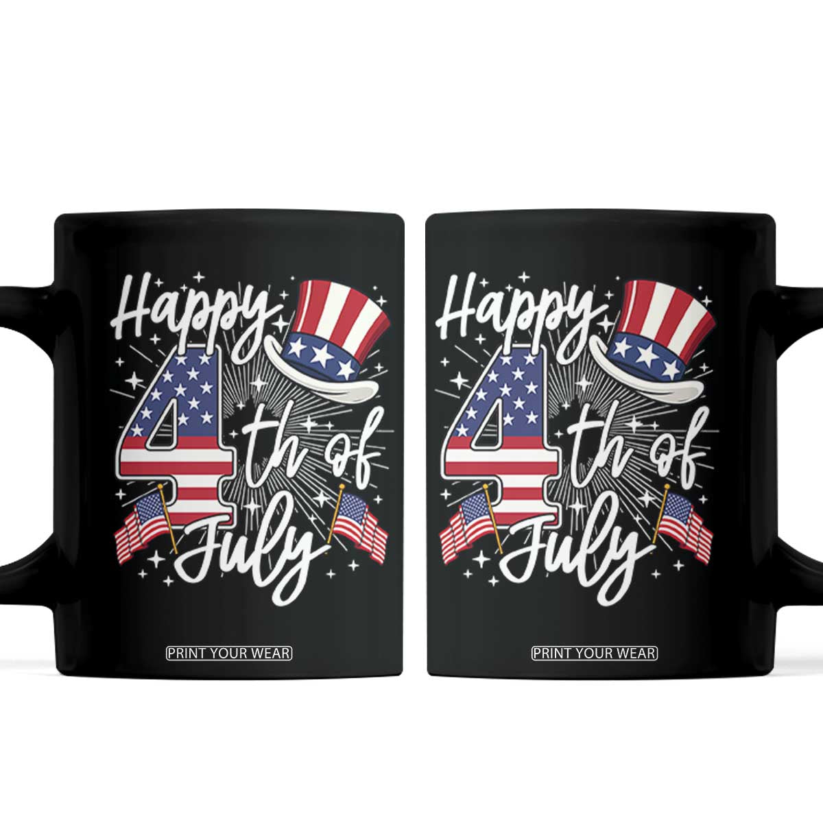 Happy 4th Of July Coffee Mug Patriotic American Flag USA TS10 Black Print Your Wear