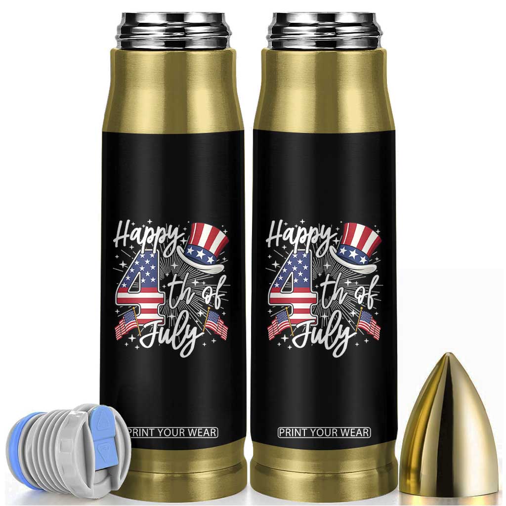 Happy 4th Of July Bullet Tumbler Patriotic American Flag USA TS10 Black Print Your Wear