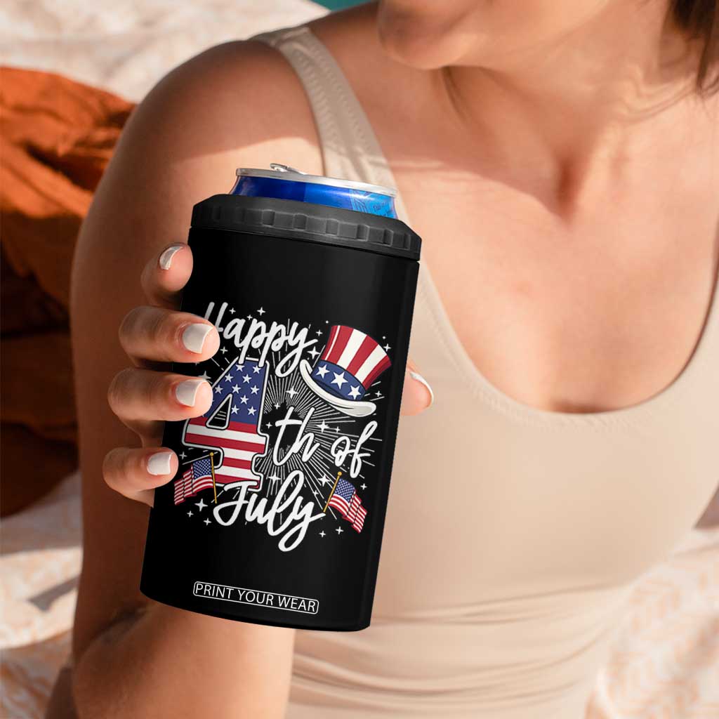 Happy 4th Of July 4 in 1 Can Cooler Tumbler Patriotic American Flag USA TS10 Print Your Wear