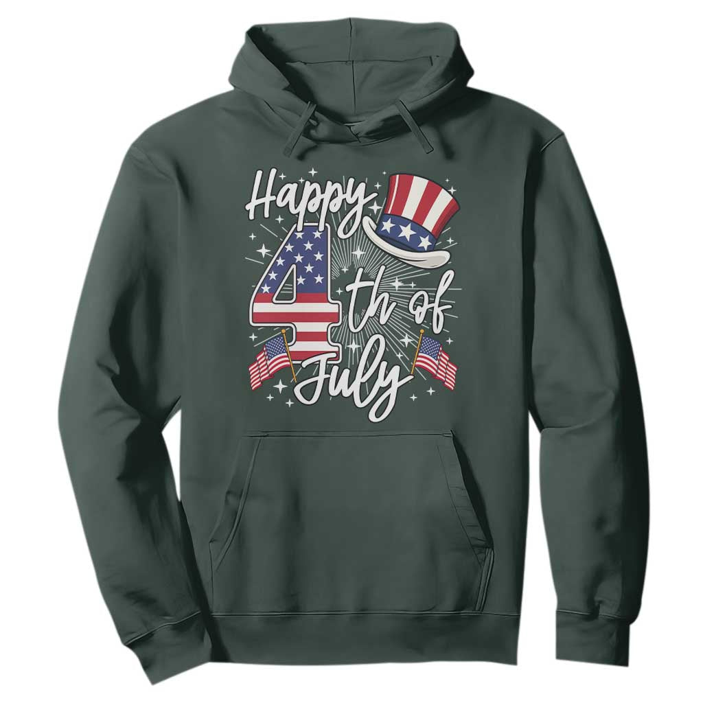 Happy 4th Of July Hoodie Patriotic American Flag USA TS10 Dark Forest Green Print Your Wear