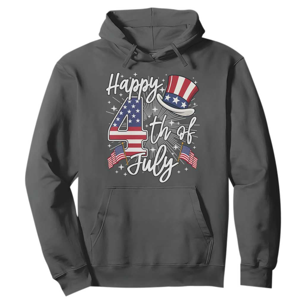 Happy 4th Of July Hoodie Patriotic American Flag USA TS10 Dark Heather Print Your Wear