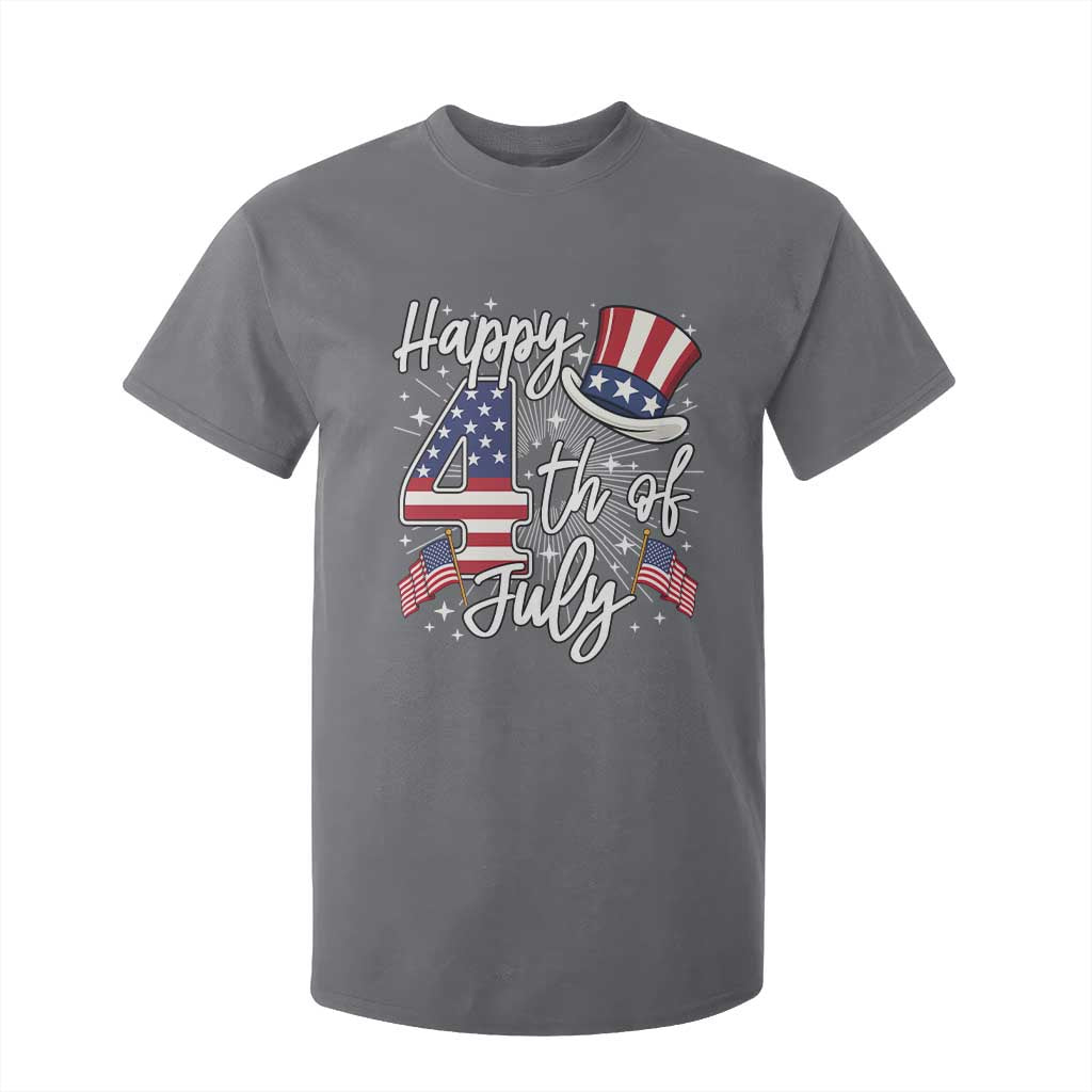 Happy 4th Of July T Shirt For Kid Patriotic American Flag USA TS10 Charcoal Print Your Wear