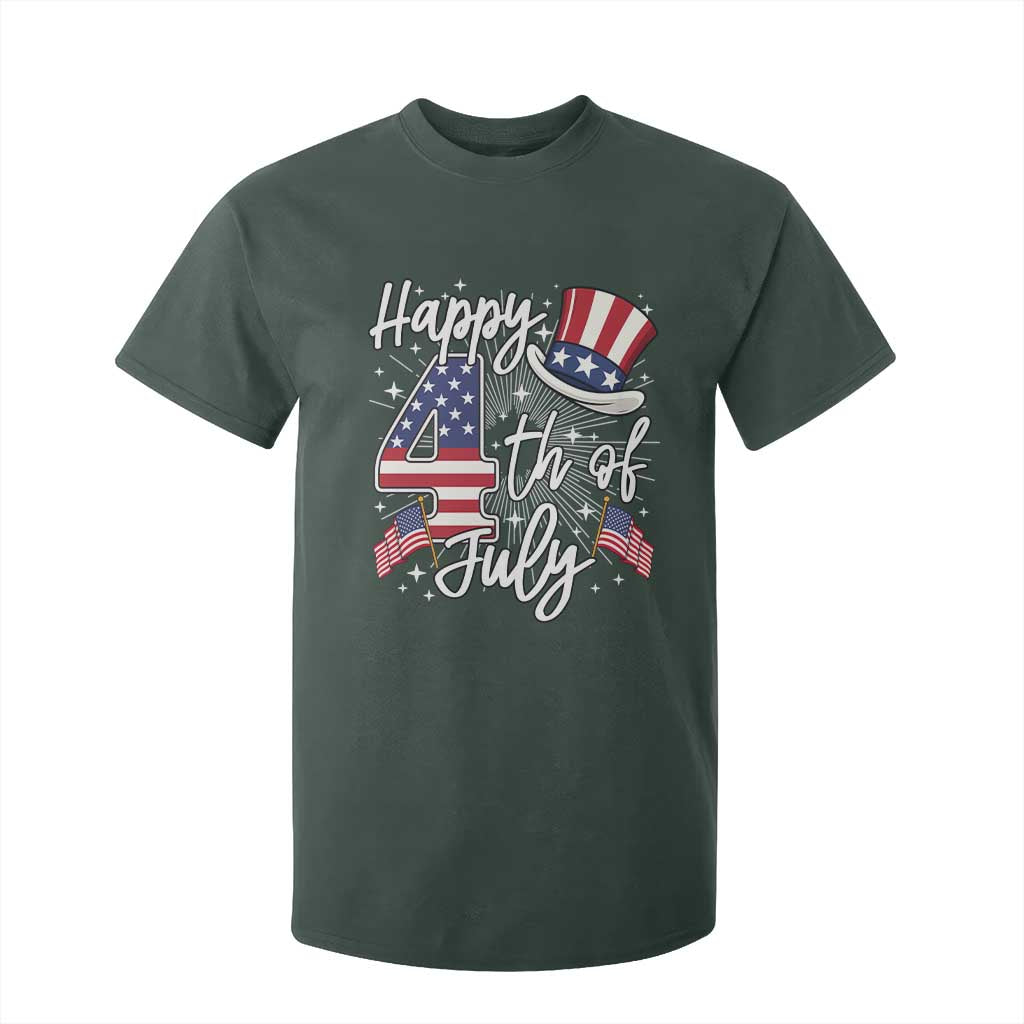 Happy 4th Of July T Shirt For Kid Patriotic American Flag USA TS10 Dark Forest Green Print Your Wear
