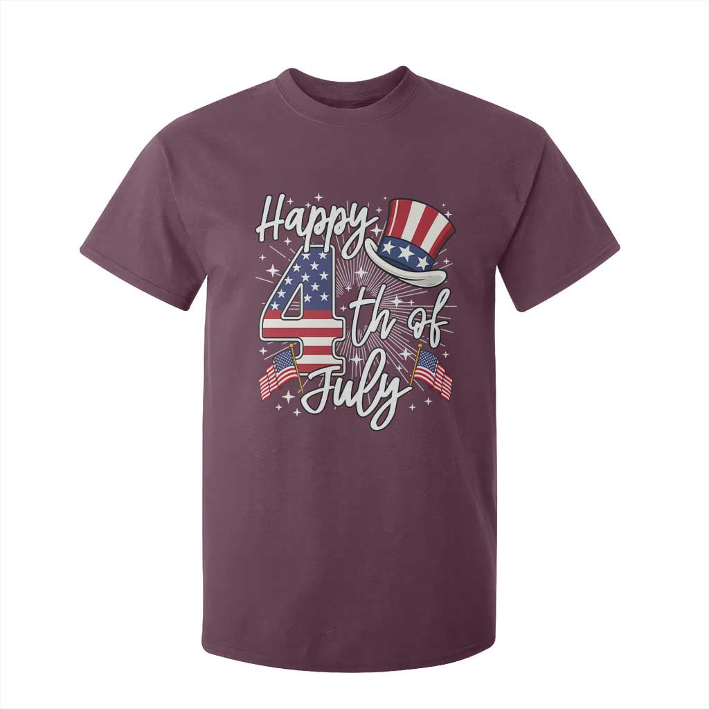Happy 4th Of July T Shirt For Kid Patriotic American Flag USA TS10 Maroon Print Your Wear
