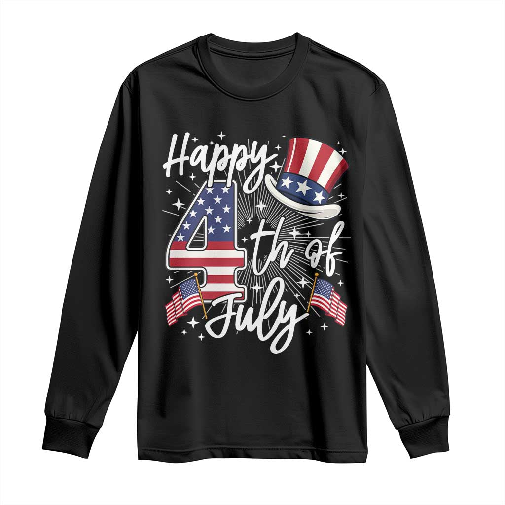 Happy 4th Of July Long Sleeve Shirt Patriotic American Flag USA TS10 Black Print Your Wear