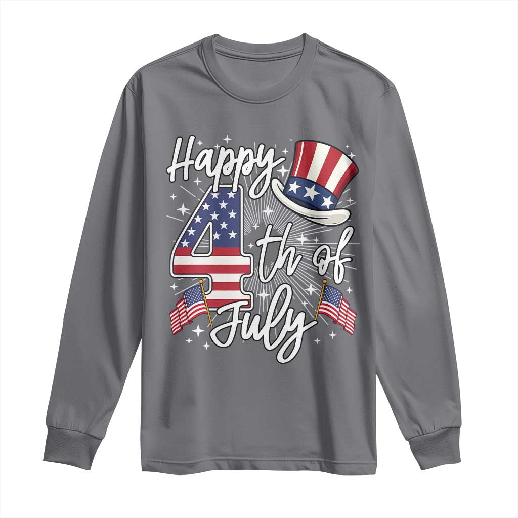Happy 4th Of July Long Sleeve Shirt Patriotic American Flag USA TS10 Charcoal Print Your Wear