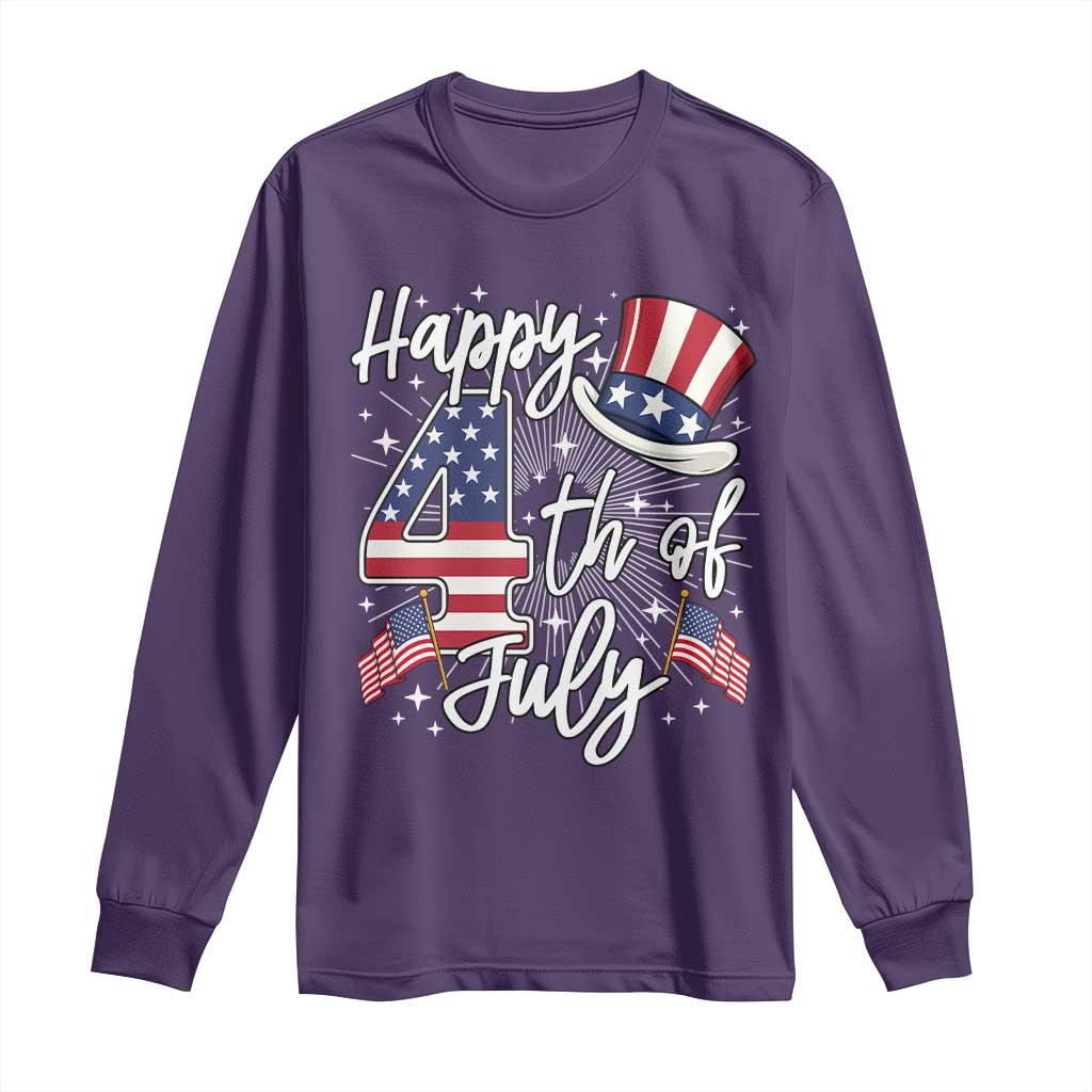 Happy 4th Of July Long Sleeve Shirt Patriotic American Flag USA TS10 Purple Print Your Wear